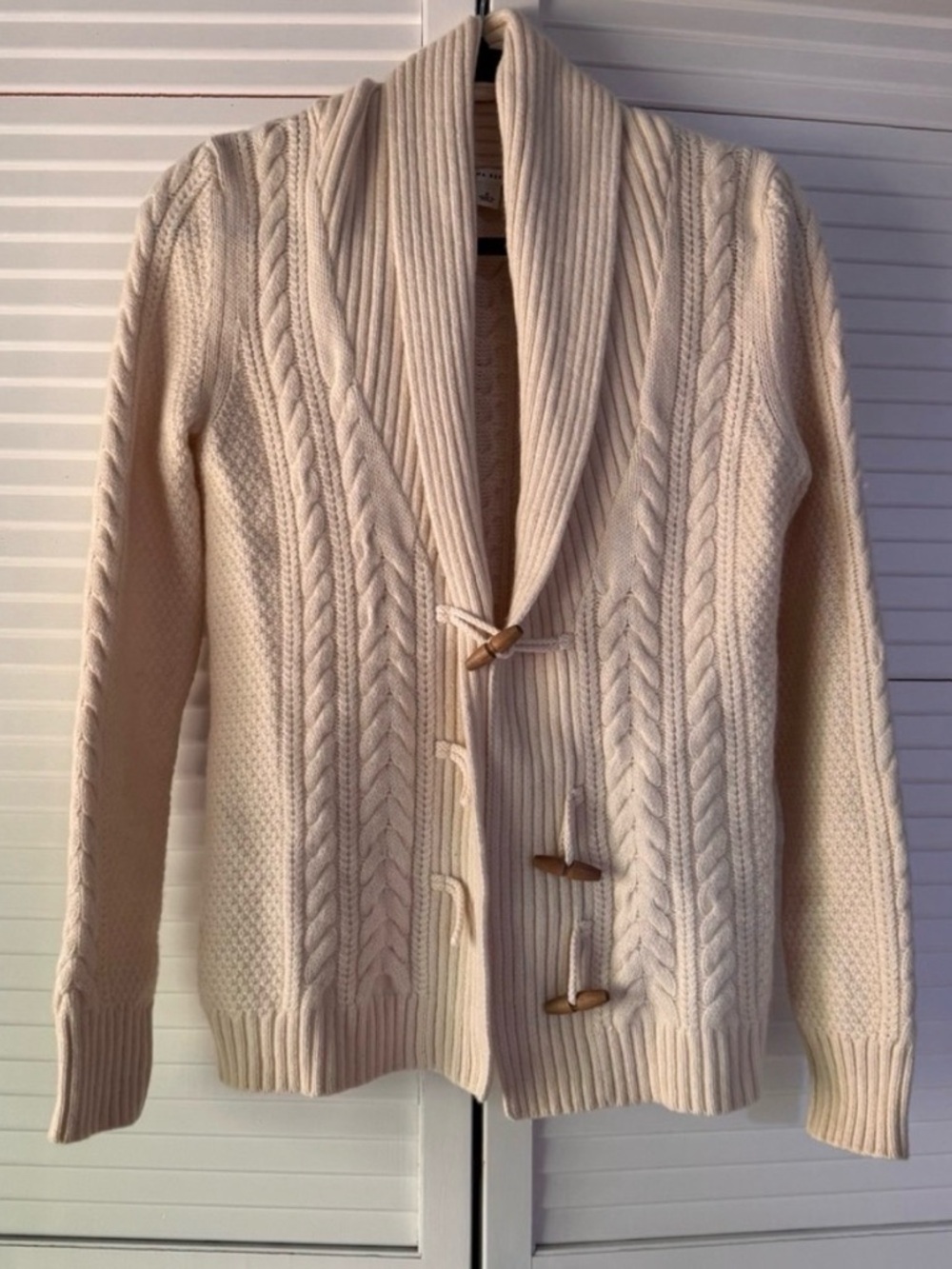 Banana Republic Cream Cable Knit Shawl Collar Cardigan